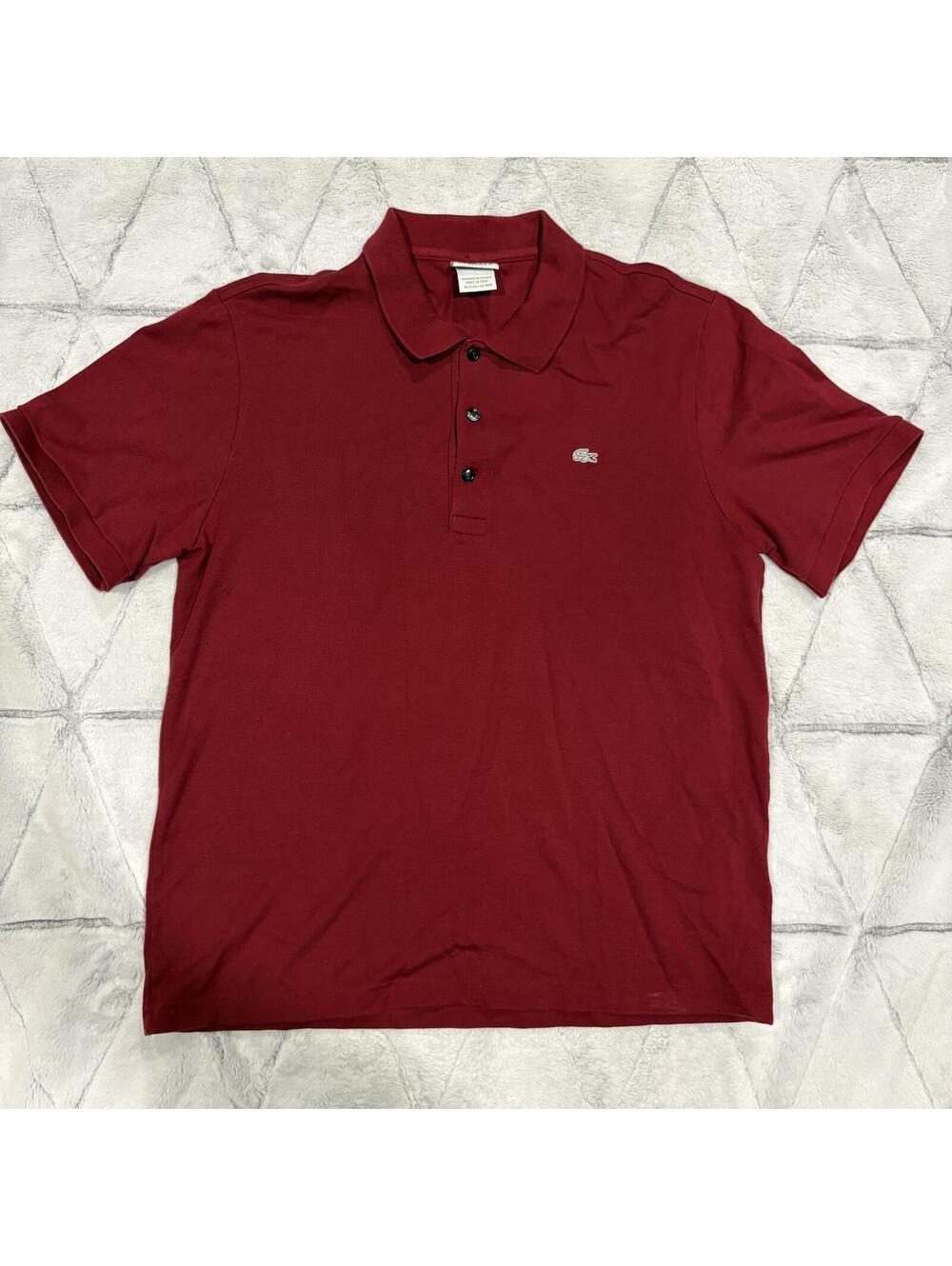 Lacoste Golf Preppy Men's Stretch Fit Polo Shirt Size 6 Cotton Burgundy Casual